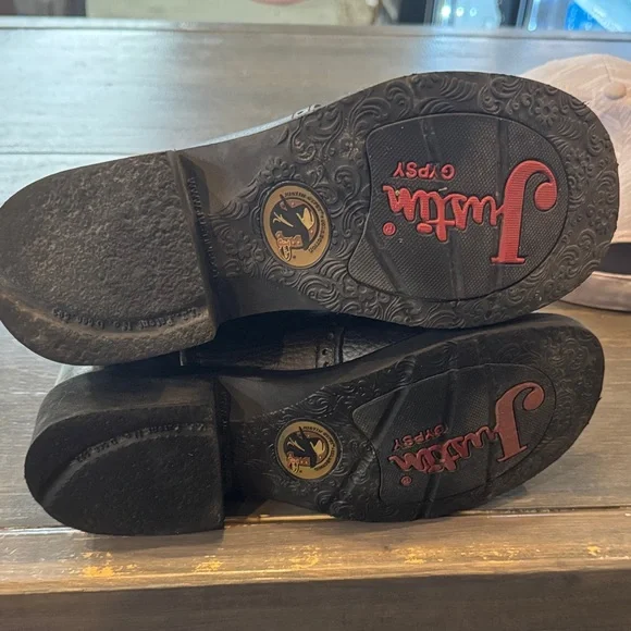 Justin Boots Black Western Footwear - Picture 2 of 4